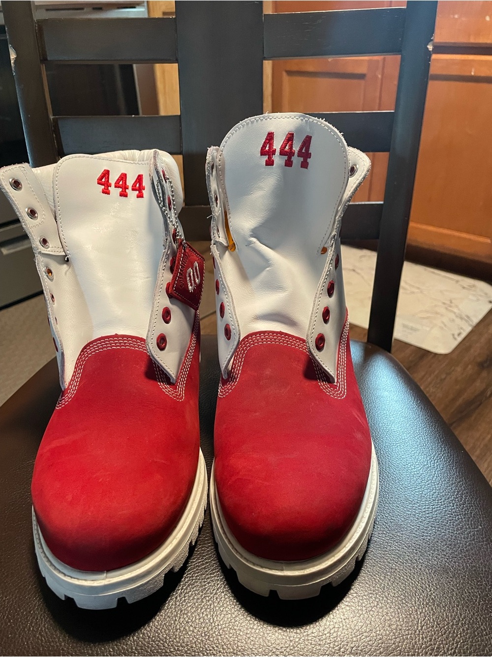 Timberland Custom Made Red and White Rare One of a Kind